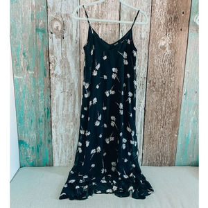 a.n.a Floral Spaghetti Strap Dress Black Small